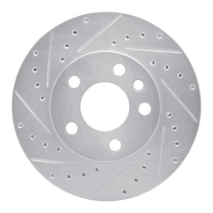Volkswagen EuroVan Brake Rotor (1) - Front Left - R1 Concepts - Drilled & Slotted - Silver - `96-`00